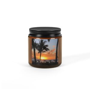 Maui Kapalua Hawaii Sunset Scented Soy Candle Amber Jar - 9oz and 4oz - Tropical Home Decor - Maui Gift - Long Burn Soy Wax